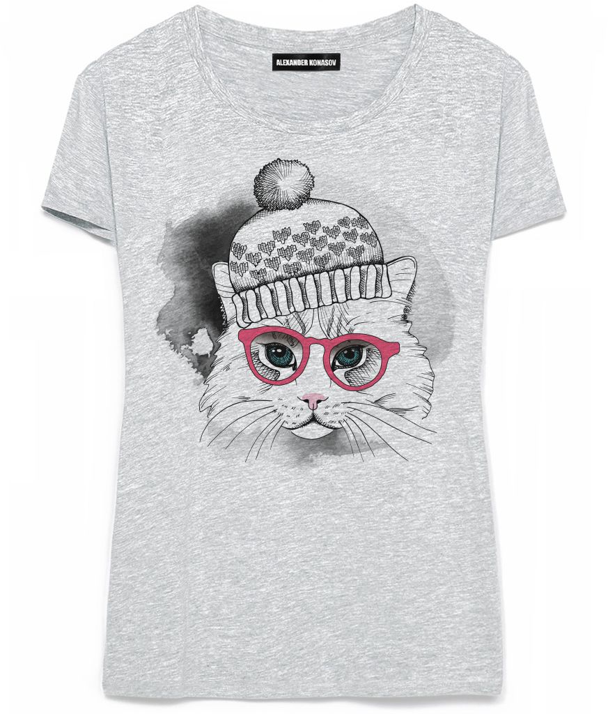 Женская футболка Drawing cat | Фото №1